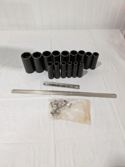 Proto Socket Set: Deep Impact, 15 Pc, 1/2" Drive, 3/8 to 1-1/4" J74114