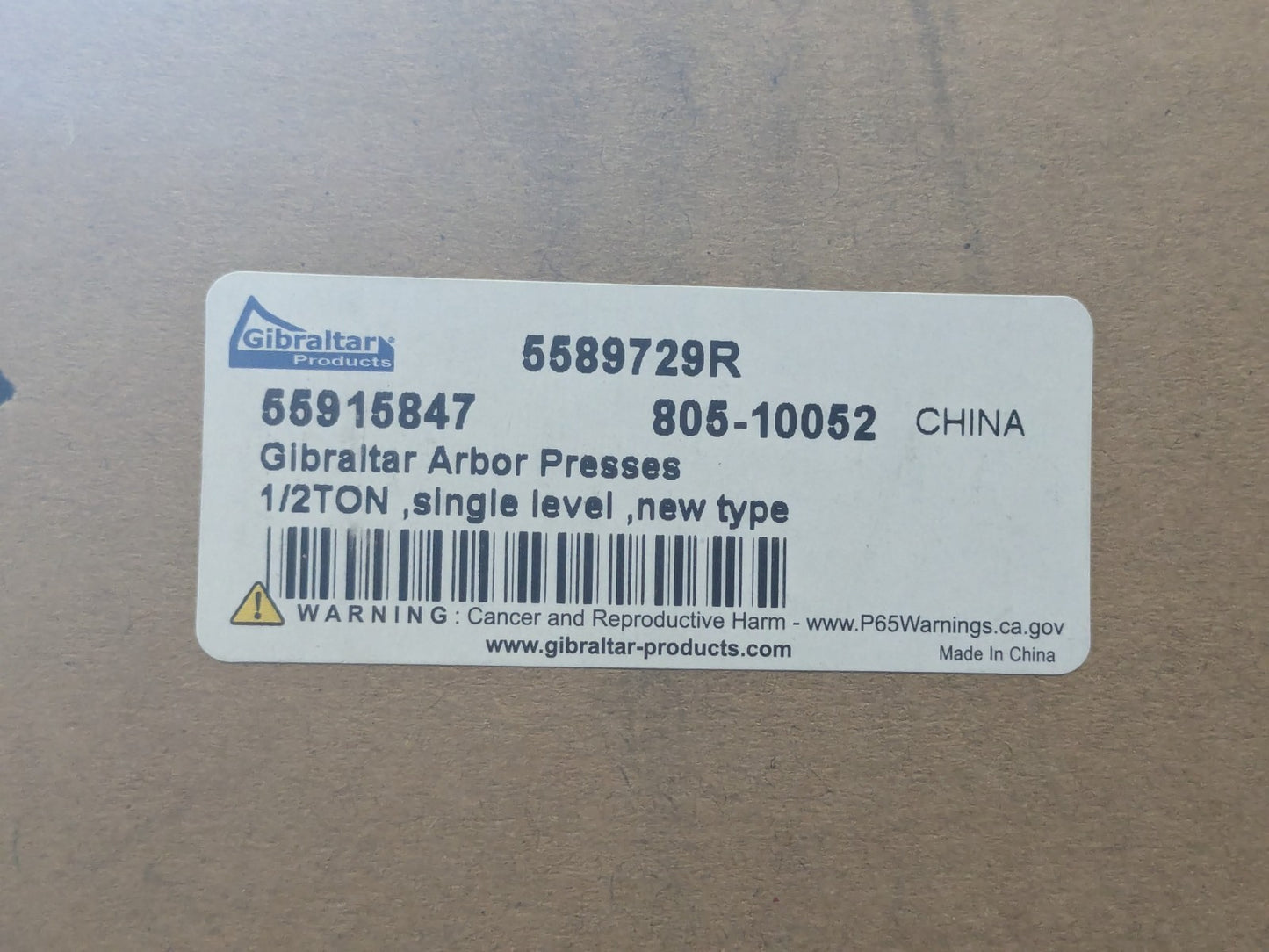 Gibraltar Single Leverage Arbor Press 1/2 Ton Pressure 3/4" Ram 6-1/2" Stroke