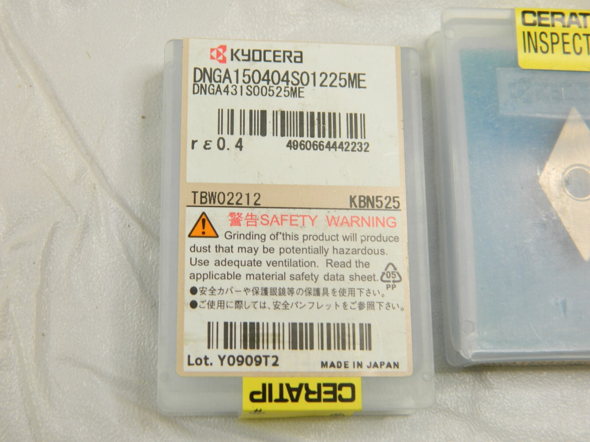 KYOCERA Turning Insert: DNGA431ME KBN525, Cubic Boron Nitride Qty 3 TBW02212