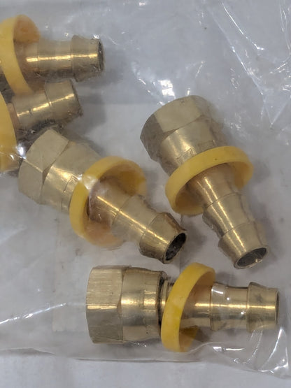 Barbed Push-On Hose Female Connector: 9/16" UNF, Brass Qty 5 38212866