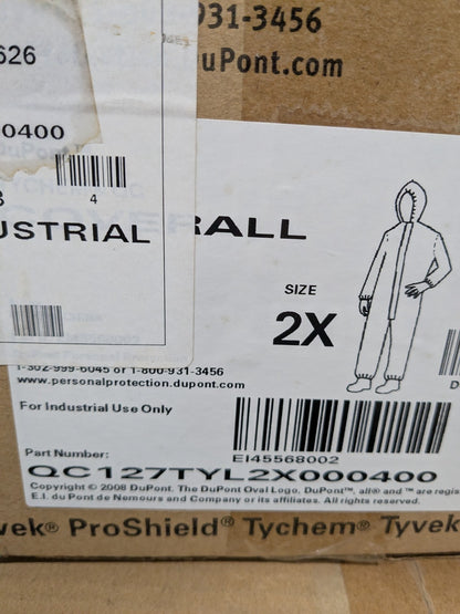 (4) Dupont Disposable Coverall Chemical & Oil Protection Sz 2XL QC127TYL2X000400