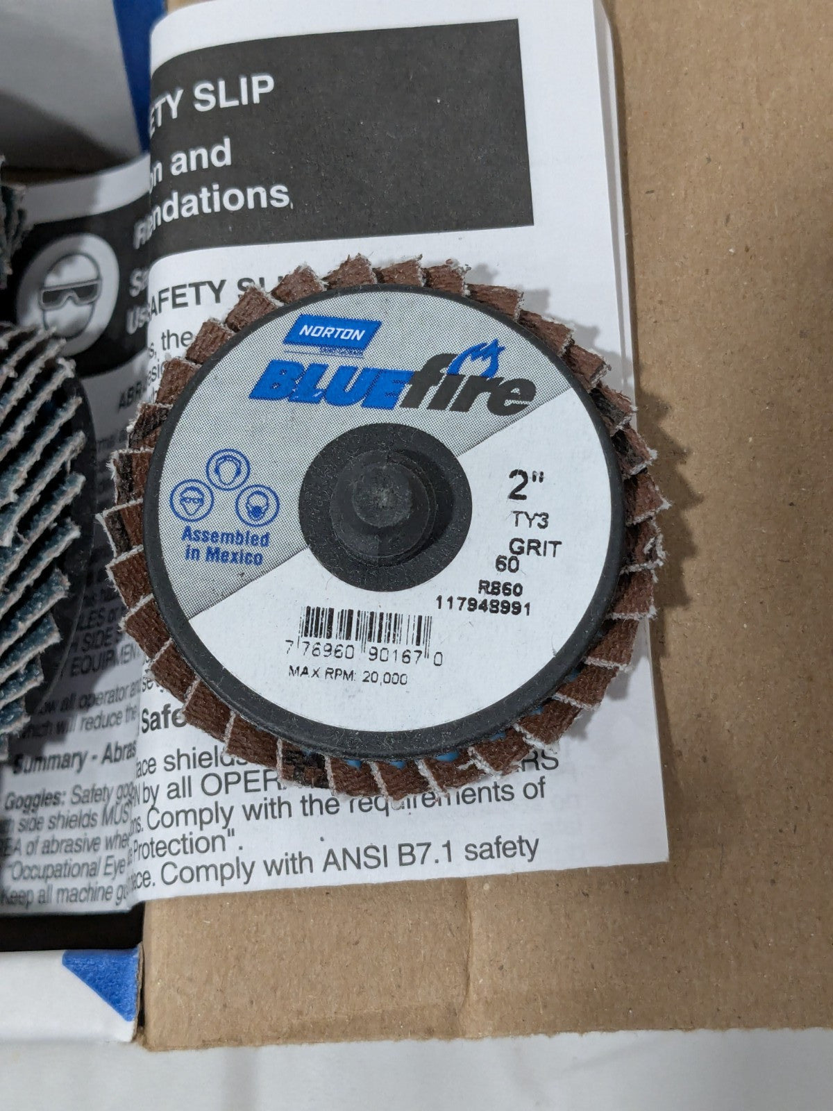 Norton Flap Disc: 2" Dia, 60 Grit, Zirconia Alumina, Flat Qty 10 77696090167
