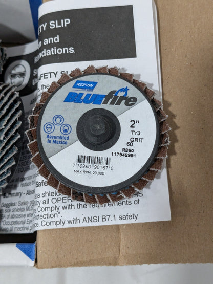 Norton Flap Disc: 2" Dia, 60 Grit, Zirconia Alumina, Flat Qty 10 77696090167