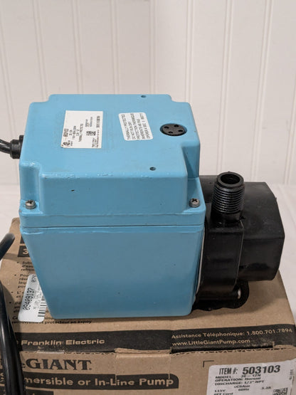 Little Giant Submersible Pump: 3.2 Amp Rating 503103