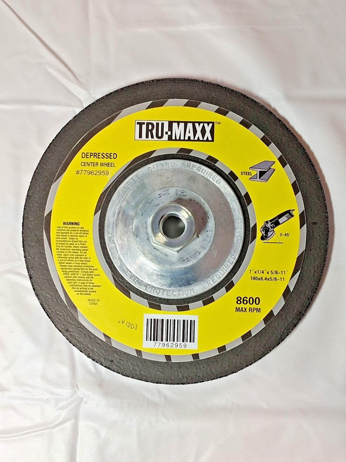 TRU-MAXX Depressed-Center Wheel Type 27 7" Dia 1/4" T 5/8-11"H QT
