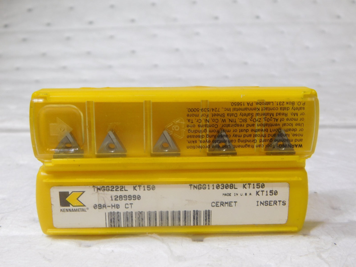 Kennametal  Cermet Turning Inserts TNGG110308L Grade-KT150 Qty-10 1289990
