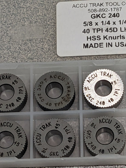 Accu Trak Knurl Wheel 5/8X1/4X1/4 90D 40TPI Qty 6 GKC240