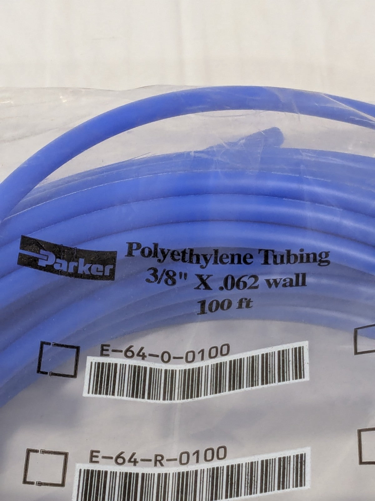 Parker Polyethylene Tubing 3/8" x .062 Wall x 100ft Blue PE Tube E-64-B-010