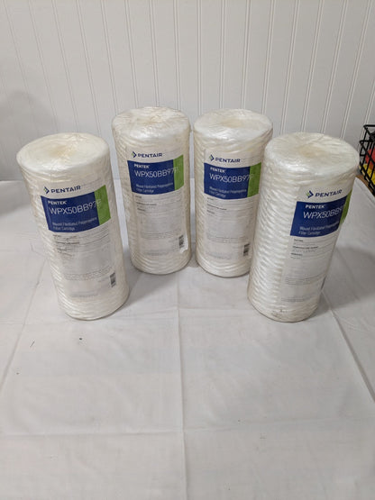 (4) Pentair Water Cartridge Filter: 4-1/2" OD, 9-7/8" L, 50 micron WPX50BB97P