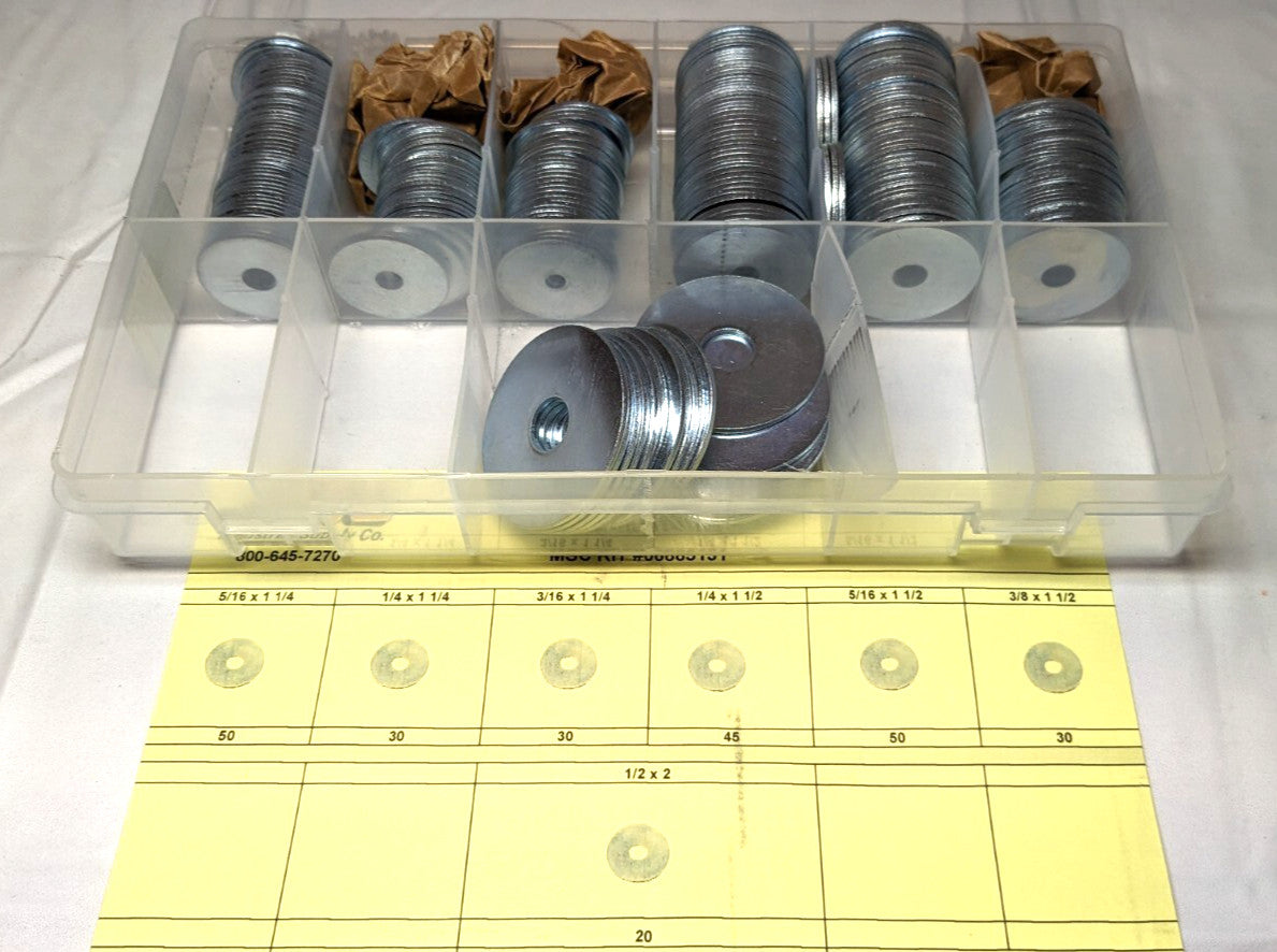 255 Piece Fender Washer Assortment  Steel  3/16" to 1/2"  NFC-KIT236