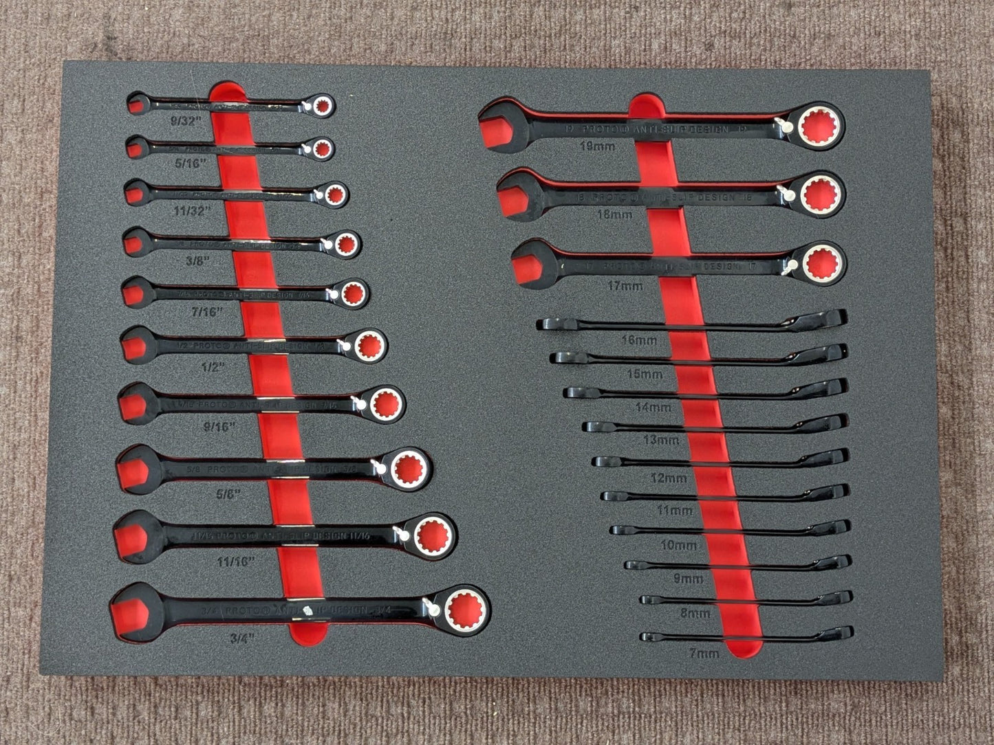 Proto 230 PC. Mixed Hand Tool Set w/ Foam Inserts SAE / Metric 3/8", 1/2" Drive
