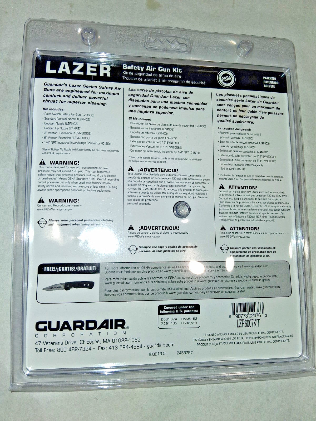Guardair 7 Piece Laser Palm Switch Air Gun Kit LZR6007KIT