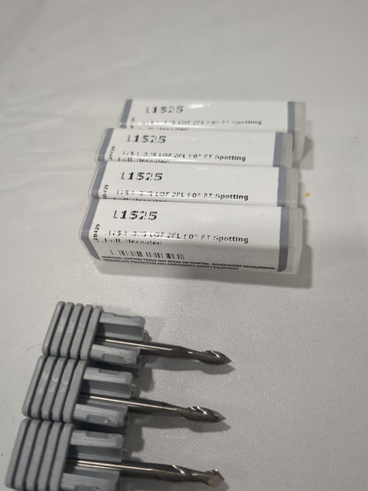 HARVEY TOOL 4pk of Spotting Drills 1/8" Dia 90°Point Solid Carbide 11525