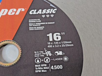 Norton Clipper Classic Segmented Blade 16" x .125" x 1"/20 mm 70184640356