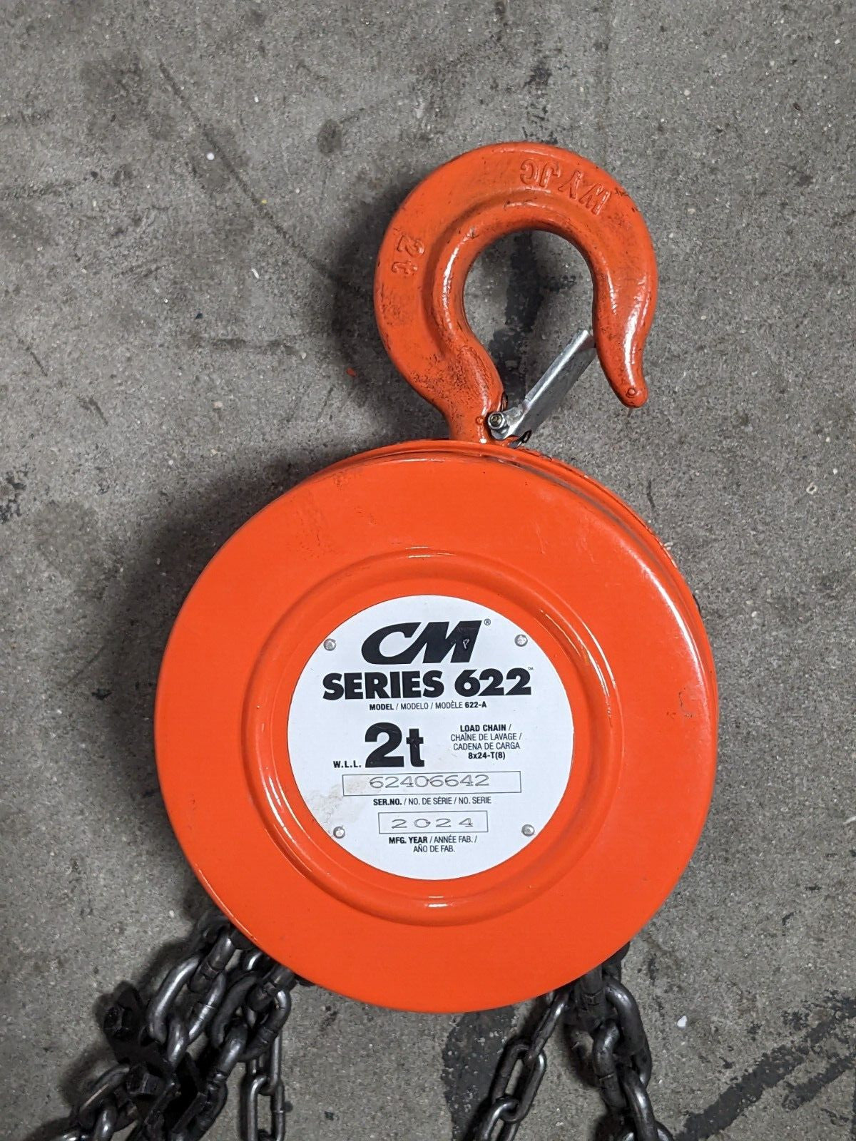 CM Series 622 Manual Hand Chain Hoist 2 Ton Capacity 20 Ft. Max. Lift 2233A