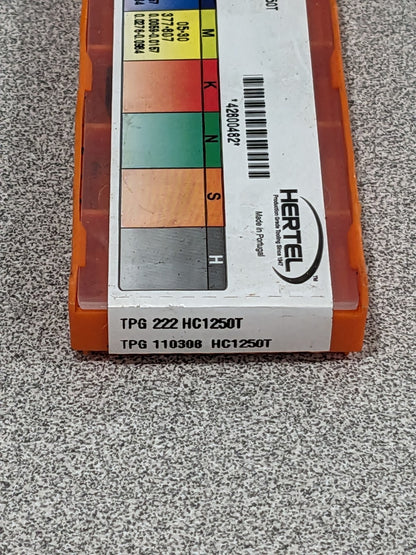 HERTEL Turning Insert: TPG222 HC1250T, Solid Carbide Qty 10 42800482