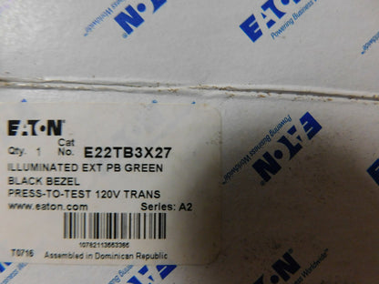 Eaton Cutler-Hammer 120 VAC Green Lens Press-to-Test Indicating Light  E22TB3X27