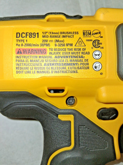 DeWALT Impact Wrench With Hog Ring Anvil 20V Max XR 1/2" Mid-Range DCF891B