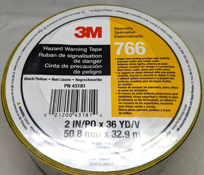 3M Warning Tape 766 Vinyl 2" x 108ft x 5 mil Thick  *QTY 3 Rolls (324')*   43181