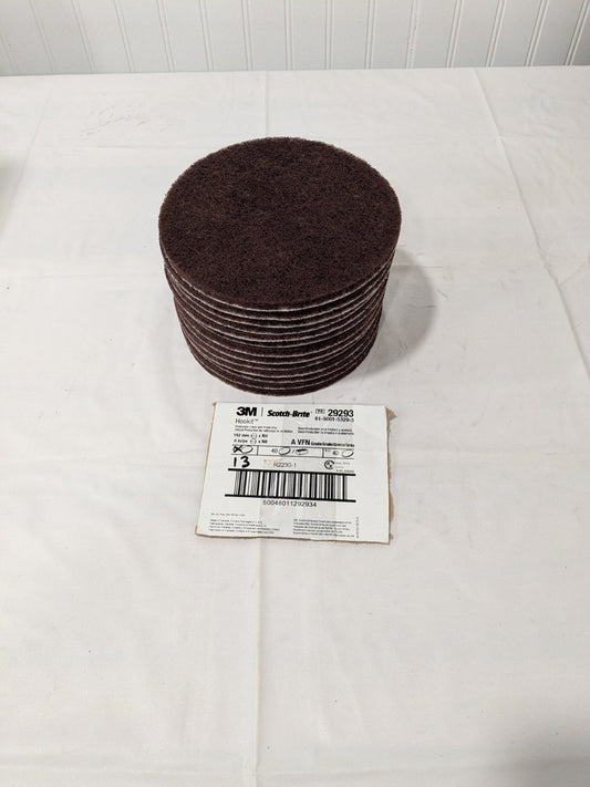 3M Hook & Loop Disc: 6" Dia, Non-Woven, Aluminum Oxide Box of 13 7100138329