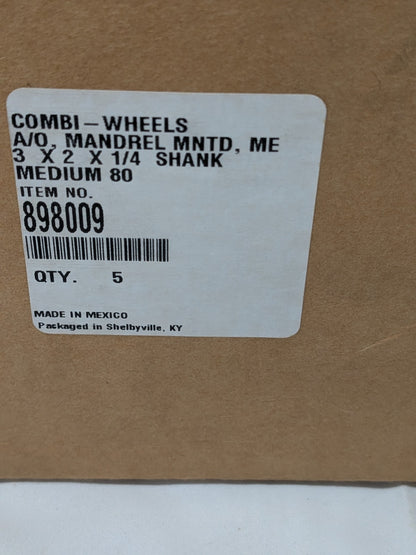 Wurth Mounted Flap Wheel: 3" Dia, 2" Face Width, 80 Grit Box of 5 898009