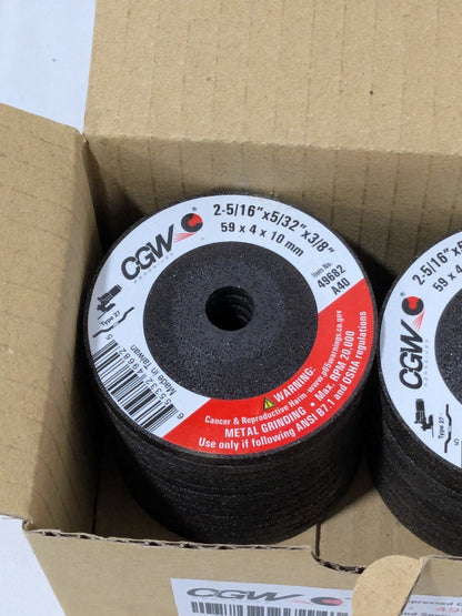 CGW Depressed-Center Wheel: Type 27, 2-5/16" Dia, 5/32" Thick Qty 25 49682