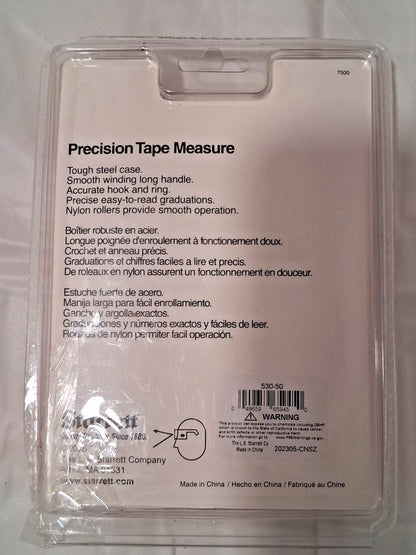 Starrett Yellow Blade Tape Measure 50' Long 3/8" Width 65945