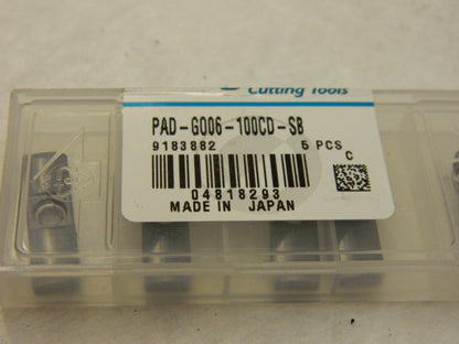 Ingersoll Carbide PAD inserts QTY 5 Pad-Go06-100Cd-SB 9183882