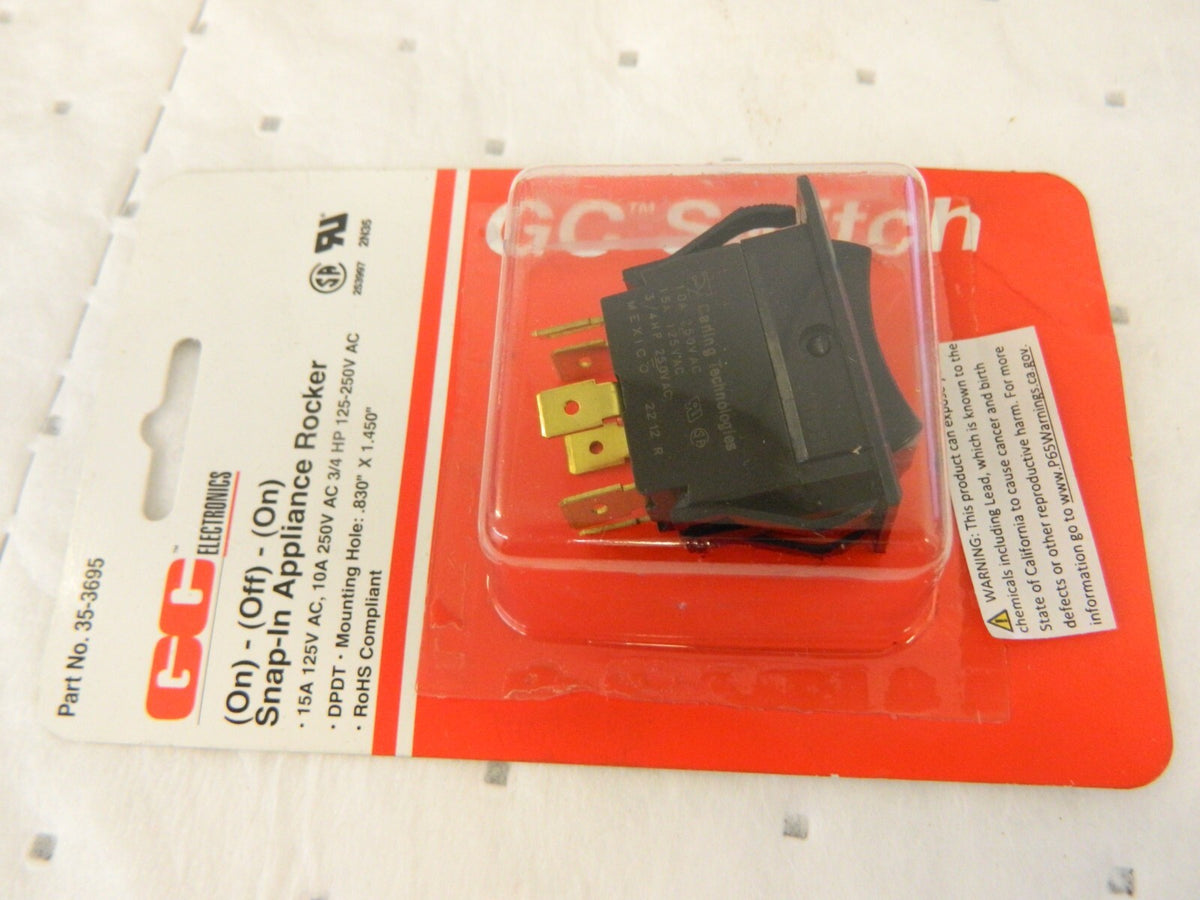 GC/WALDOM DPDT, Momentary Appliance Rocker Switch 35-3695
