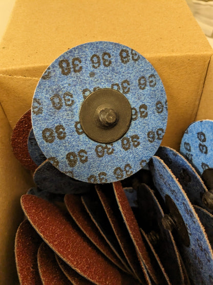 TRU-MAXX Quick-Change Disc 50pk: TR, 3" Dia, 36 Grit, Aluminum Oxide 69957323726