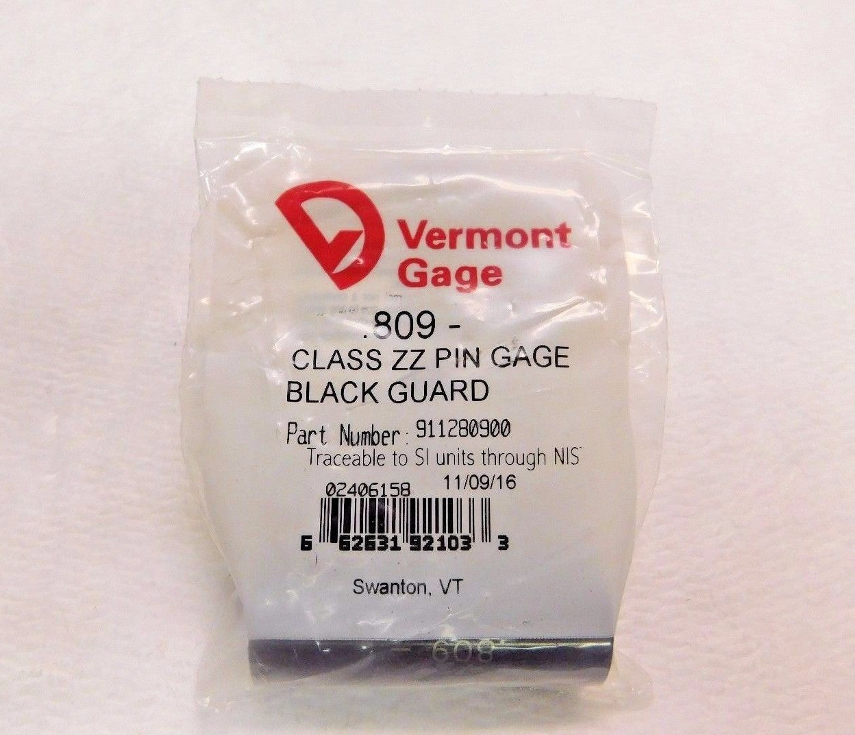 Vermont Gage Steel Minus Plug and Pin Gage 0.809" Class ZZ Lot of 2 #911280