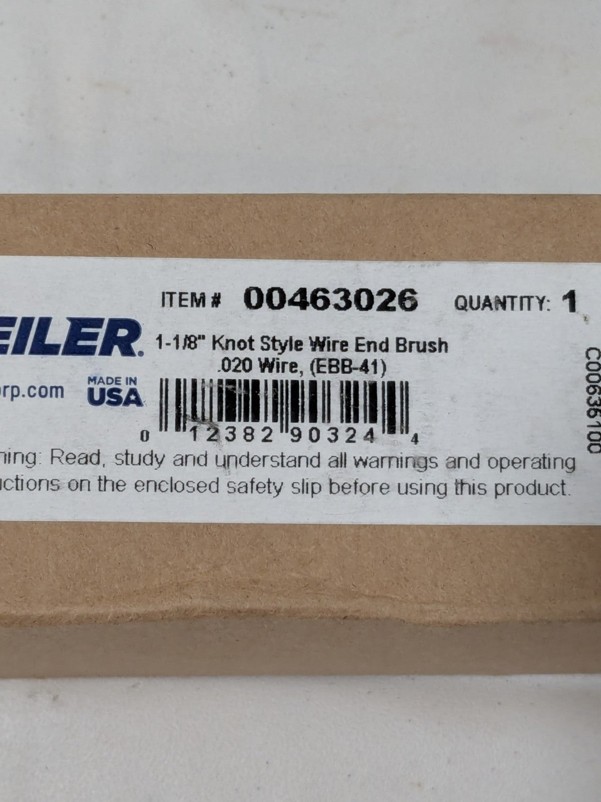 WEILER End Brush: 1-1/8" Dia, Steel, Knotted Wire 90324