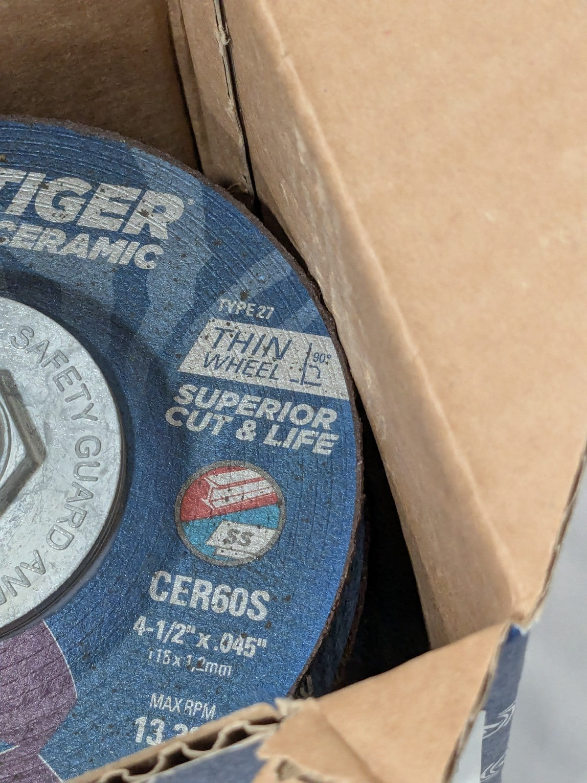 Weiler Depressed-Center Wheel: Type 27, 4-1/2" Dia, 5/8-11 Hole Box of 10 58306
