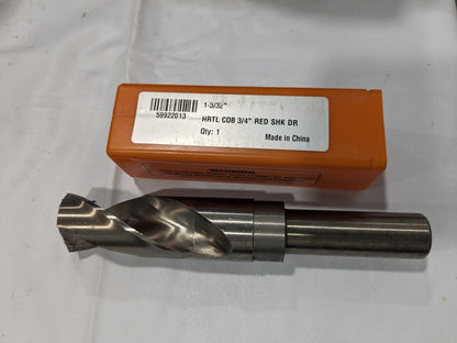 HERTEL Reduced Shank Drill Bit 1.0938''Dia 3/4''Shank Dia 135° Cobalt F.924.2778