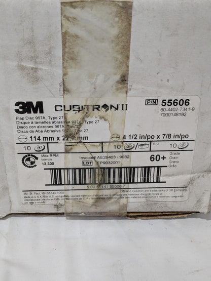 3M Flap Disc: 4-1/2" Dia, 7/8" Hole, 60 Grit, Type 27 Box of 10 7000148182