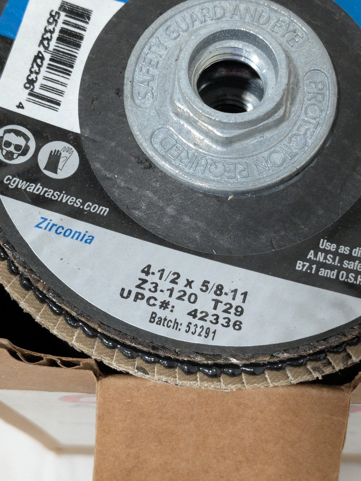 CGW Flap Disc: 4-1/2" Dia, Zirconia Alumina, Type 29 Box of 5 42336