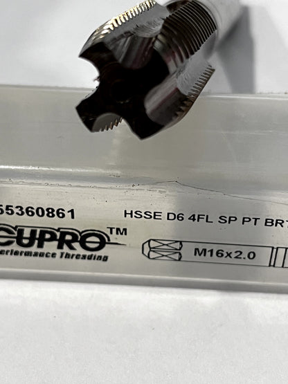 Accupro Spiral Point Tap M16x2 Metric Coarse 4 FL Plug Chamfer Vanadium 55360861