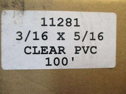 Parker 100 Ft 3/16" x 5/16" 55 Max psi Clear Plastic PVC Tubing