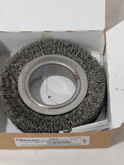 Weiler Wheel Brush: 4-1/2" Wheel Dia, 1-1/4" Face Width, 0.0140" Wire Dia 03020