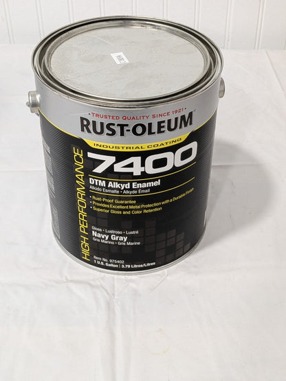 Rust-Oleum Alkyd Enamel Paint: 1 gal, Gloss Finish, Navy Gray 975402