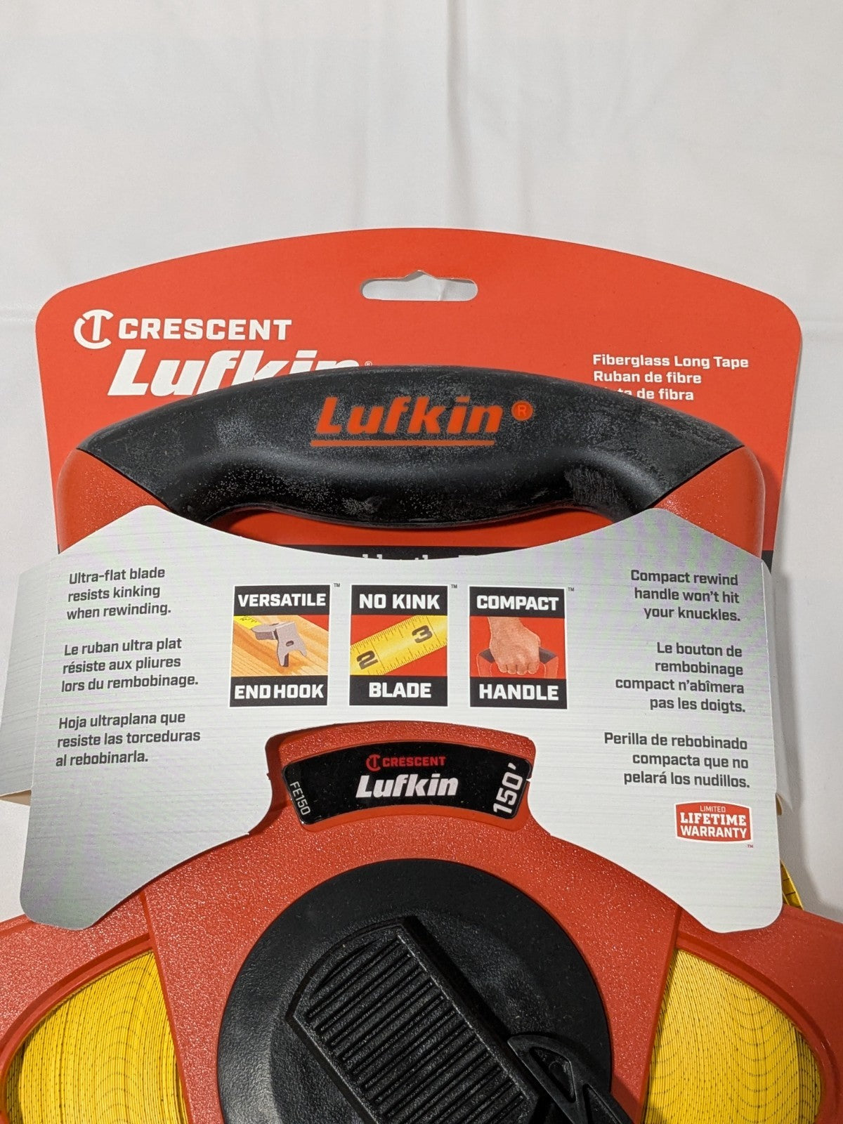 Lufkin Tape Measure: 150' Long, 1/2" Width, Yellow Blade FE150