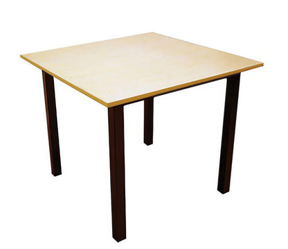 Lot of 4 Stationary Cafeteria Dining Table 36" x 36" Wood Top w/ Metal Legs