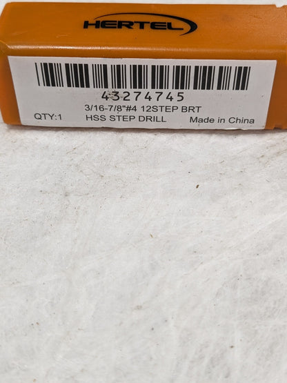HERTEL Step Drill Bit: 3/8" Shank Dia, High Speed Steel, 12 Sizes 43274745