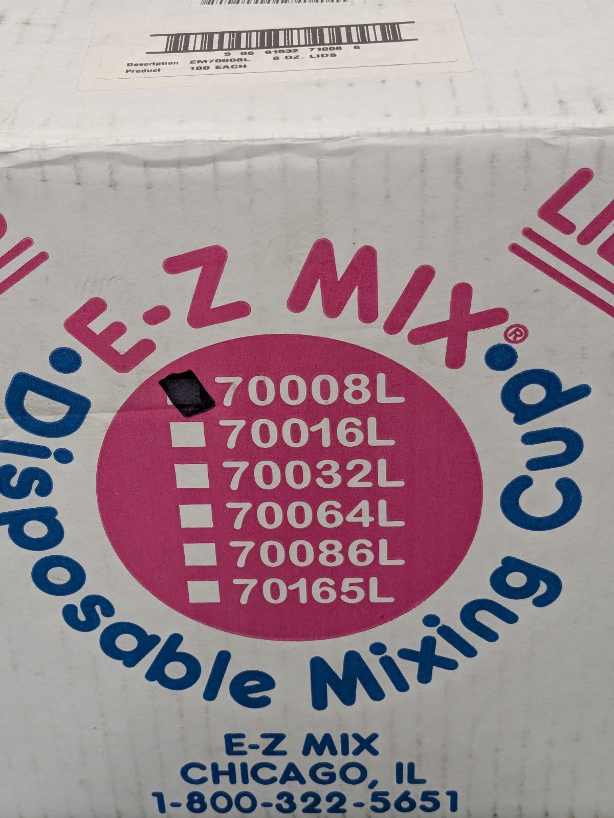 E-Z Mix 1/2 PINT WHITE 100/PK PLASTIC LID 70008L