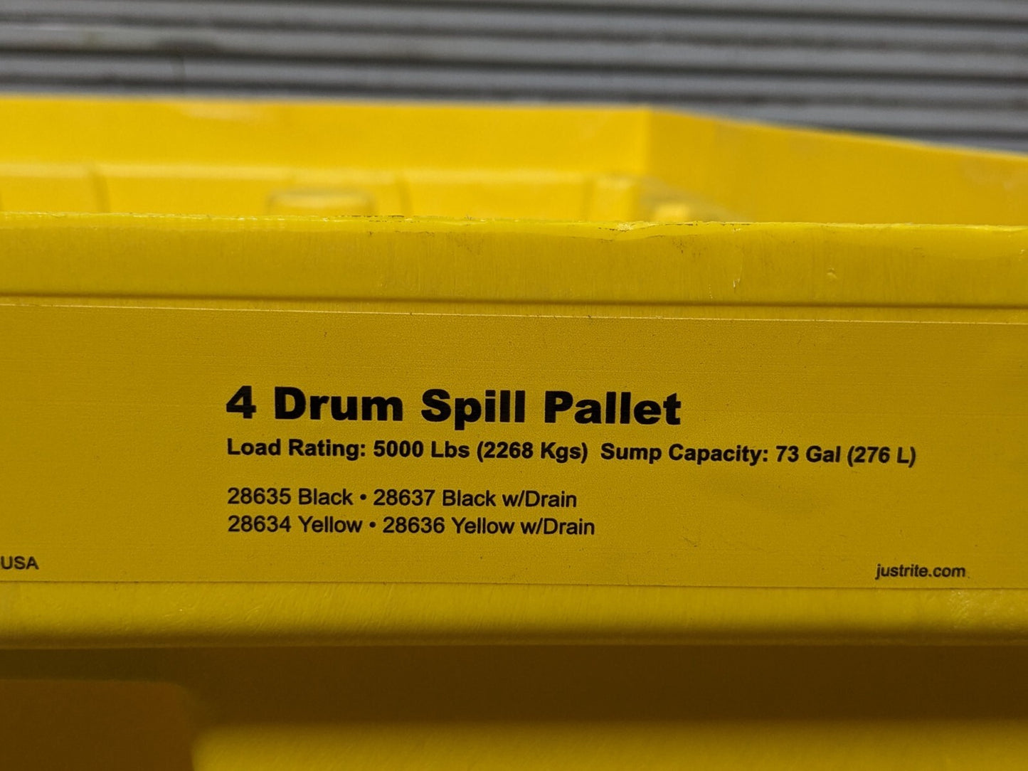 Justrite 4-Drum Plastic Spill Control Pallet w/ Drain 5000 lb Cap MISSING GRATES