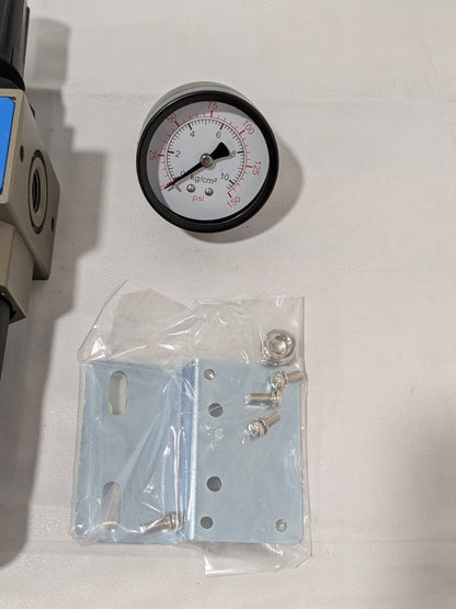 Pro-Source FRL Combination Unit: 3/8 NPT, Intermediate w/Pressure Gauge 19240332