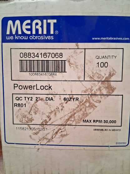 Merit Abrasives Zirconia Alumina Quick-Change Discs QTY100 60 Grit 08834167068