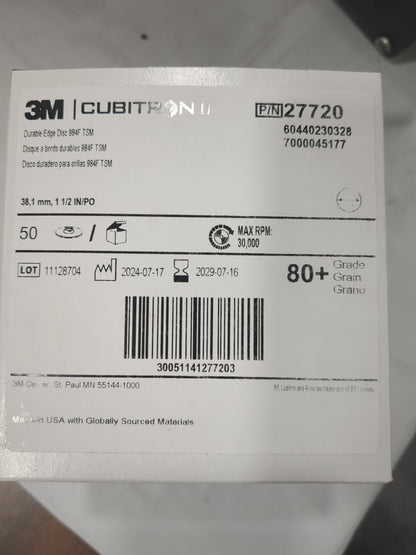 3M 50pc QuickChange Disc Roloc TSM 1-1/2"Dia 80 Grit Ceramic Alumina 7000045177