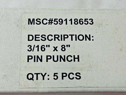Paramount 3/16" Chromium-Vanadium Steel Pin Punches QTY5 59118653