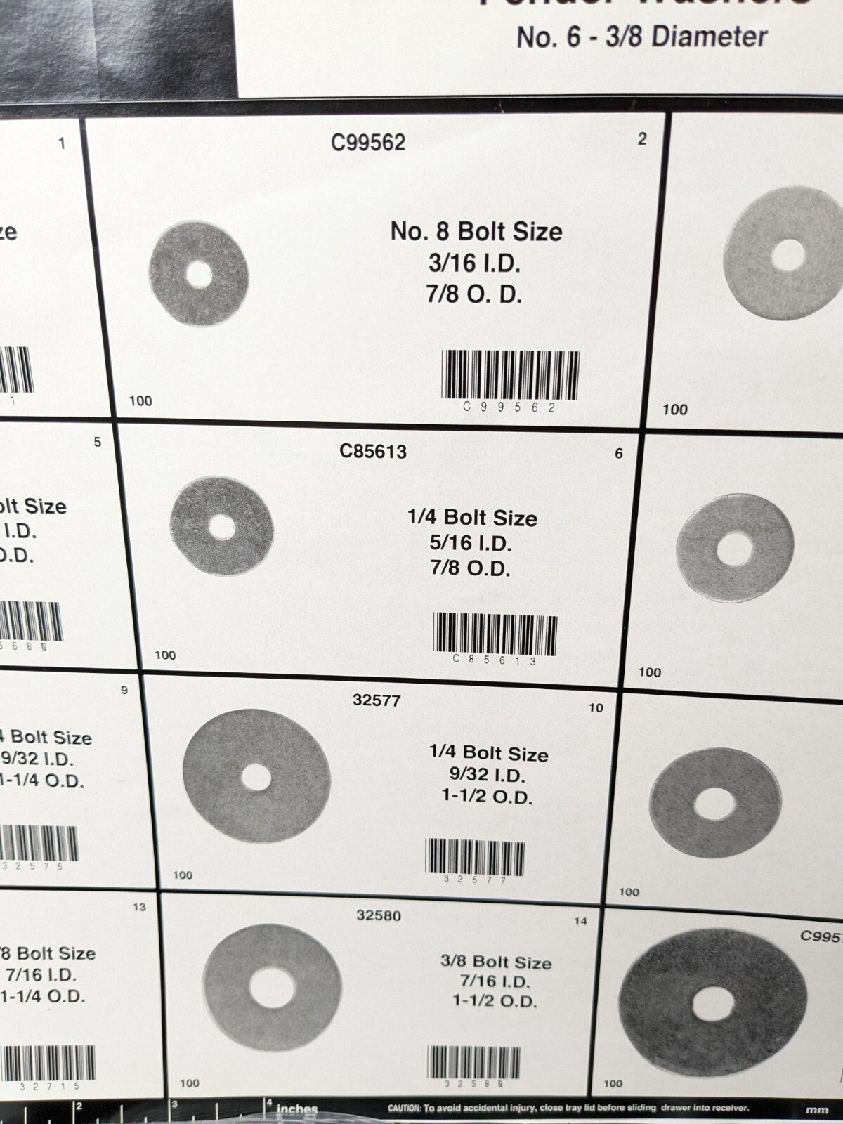 1450 Piece Fender Washers No 6 - 3/8" Diameter 8539